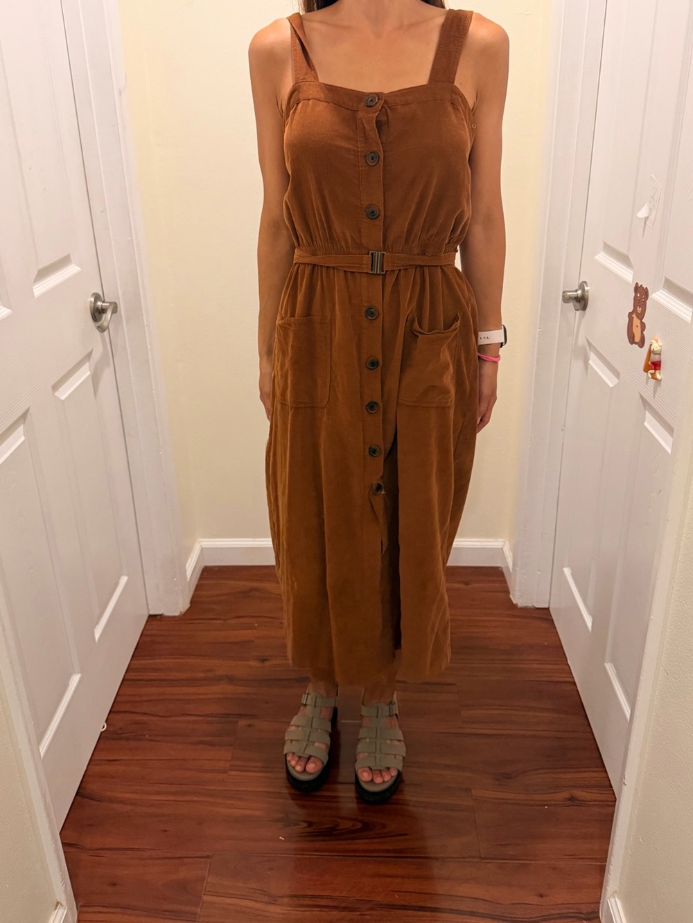 Urban Outfitters Rust Brown Button-Front Maxi Dress